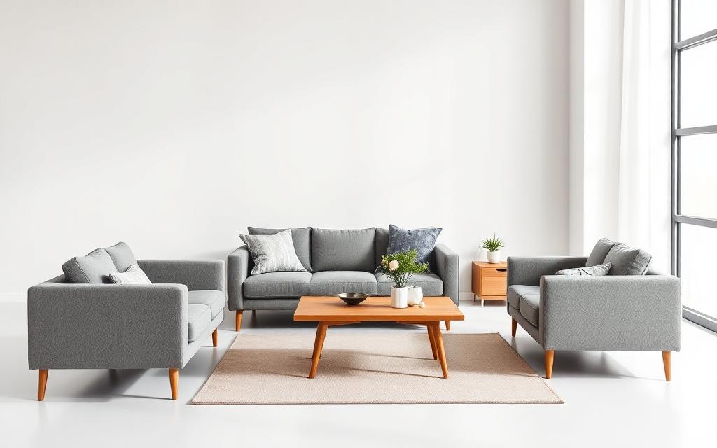 Modern lounge sofa, armchair and coffee table